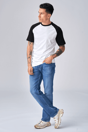 Basic raglan T-shirt - Sort-Hvid