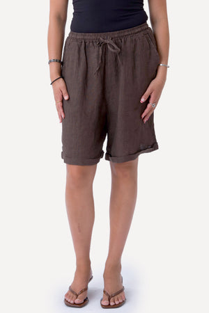 Hør Shorts - Brun