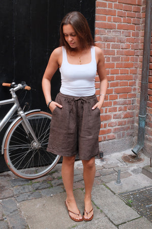 Hør Shorts - Brun
