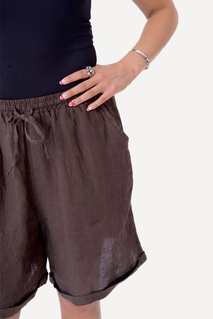 Hør Shorts - Brun