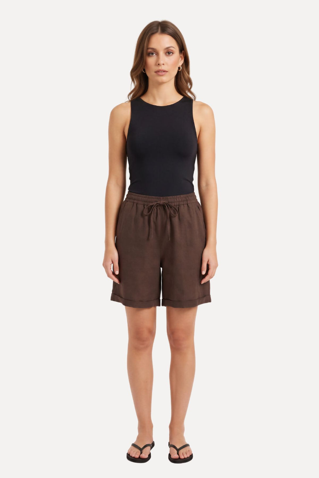 Hør Shorts - Brun