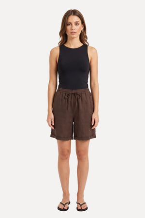 Hør Shorts - Brun