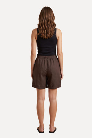 Hør Shorts - Brun