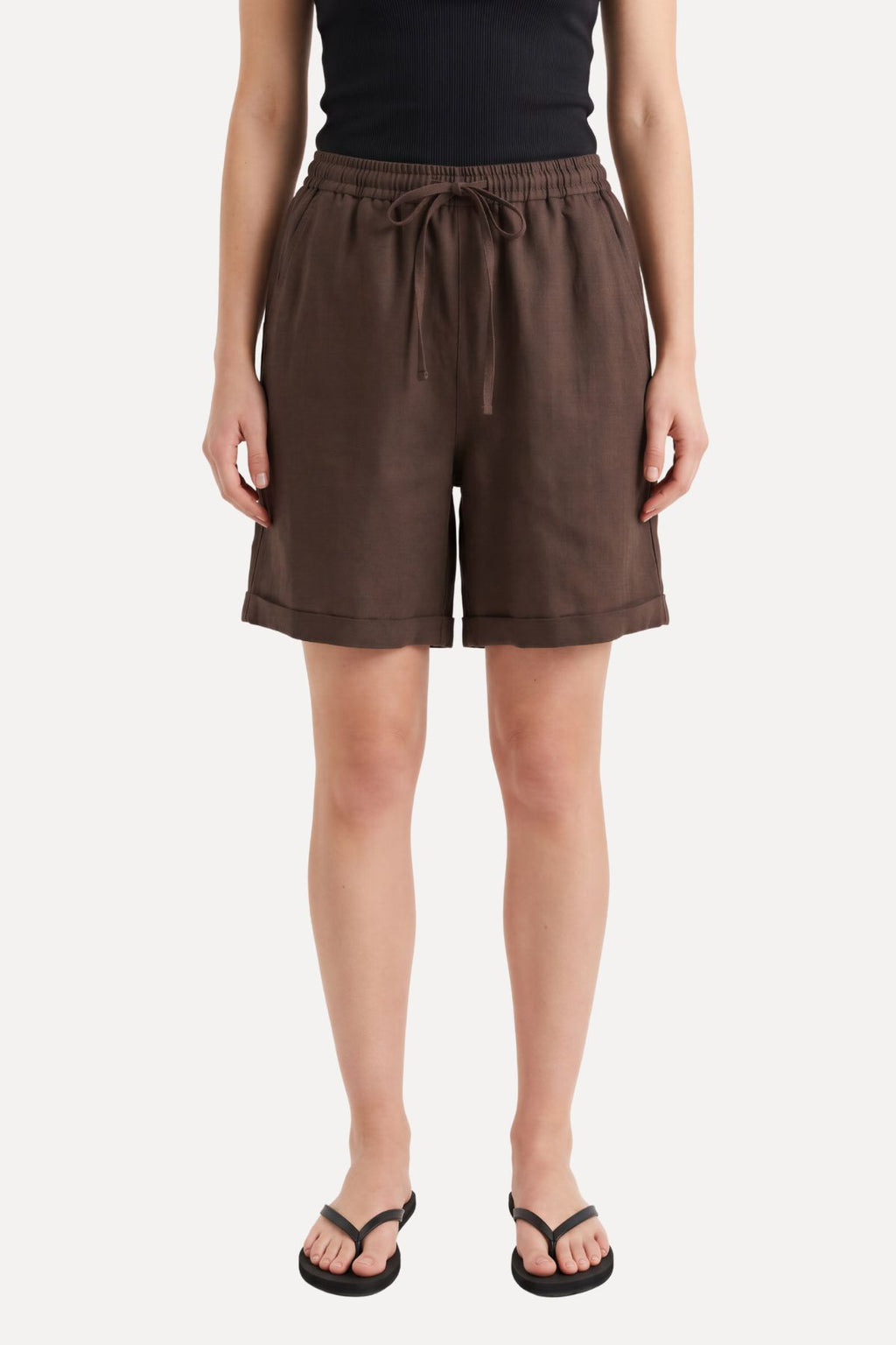Hør Shorts - Brun