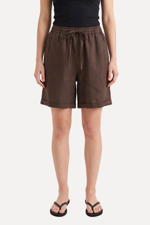 Hør Shorts - Brun