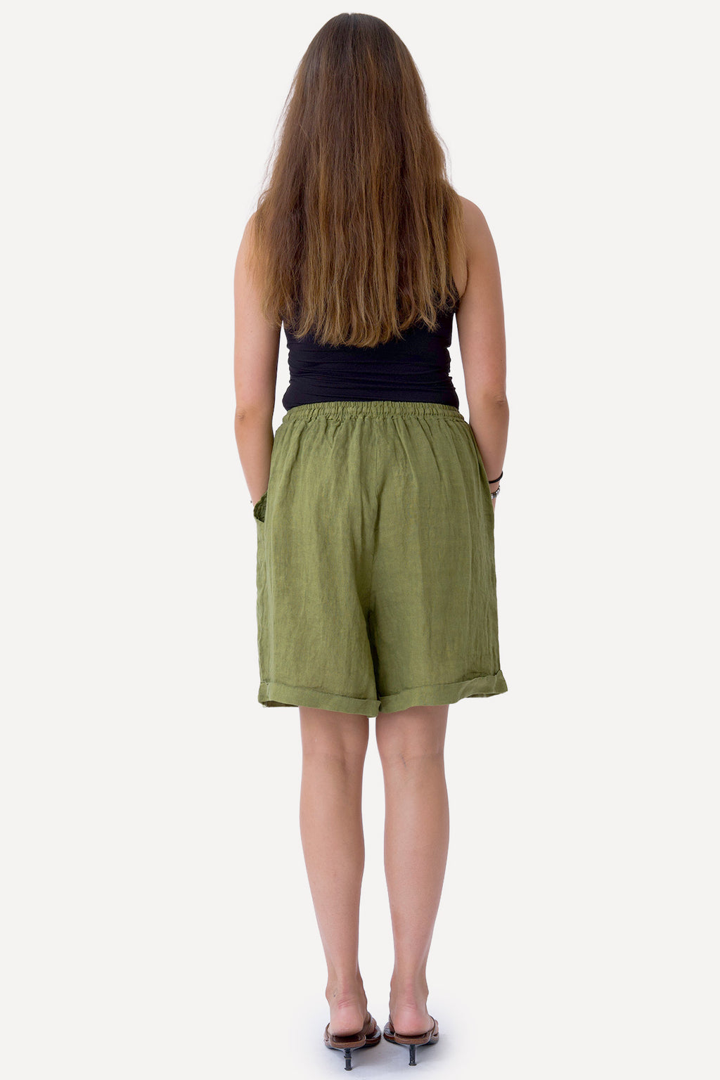 Hør Shorts - Olive