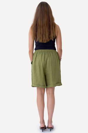 Hør Shorts - Olive