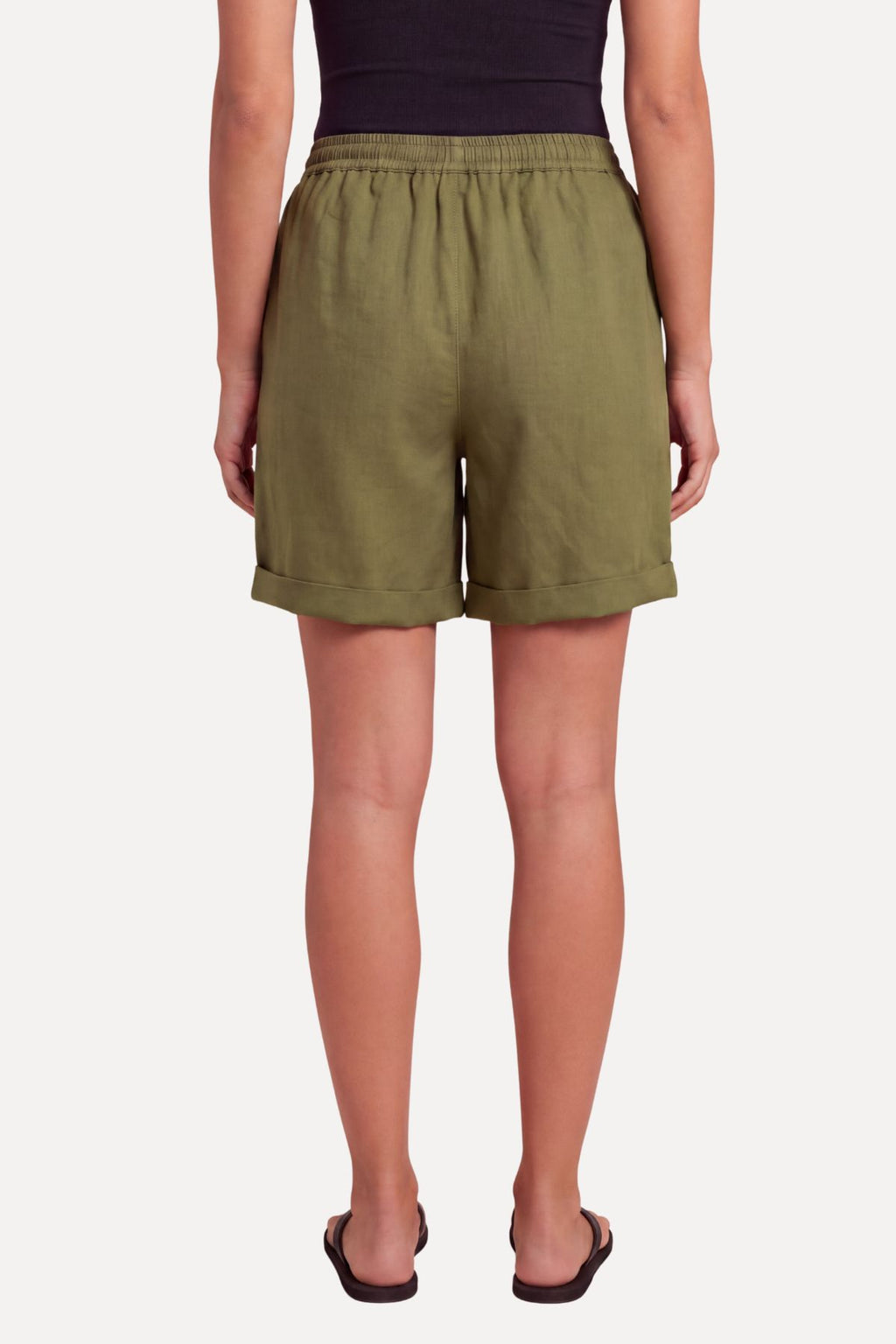 Hør Shorts - Olive