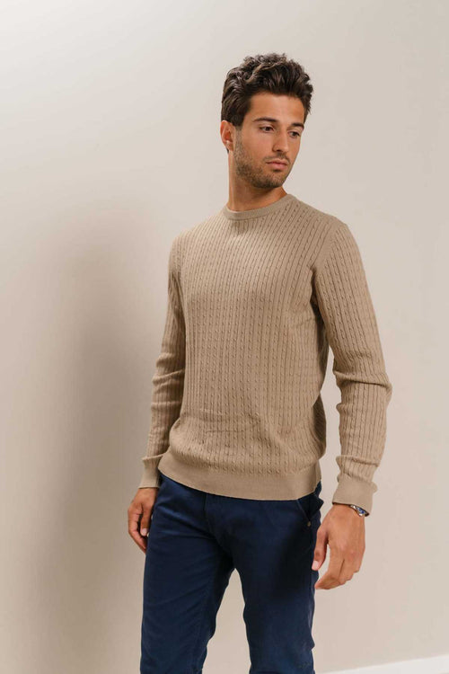 Pullover Kabel Strik - Sand