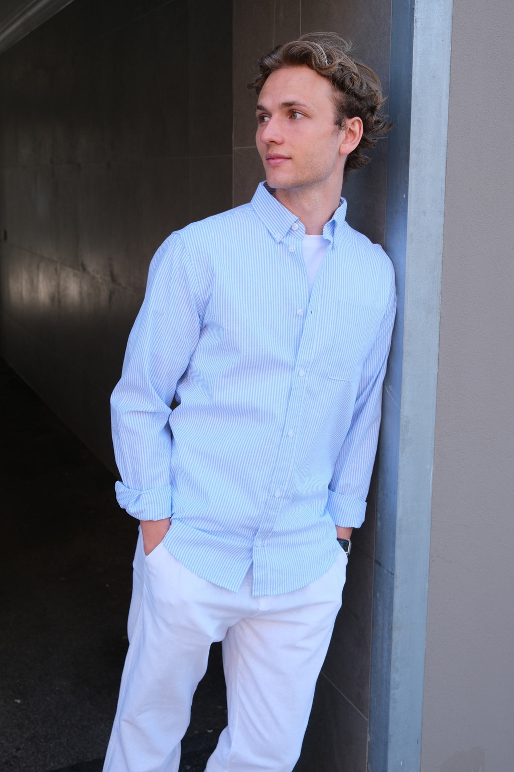 Den Originale Performance Oxford Skjorte - Lyseblå/Hvid