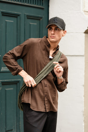 Hørskjorte - Mørkebrun