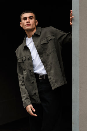 Twill Overshirt - Mørk Oliven