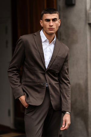 Det Originale Performance Jakkesæt Regular fit - (Mørkebrun)