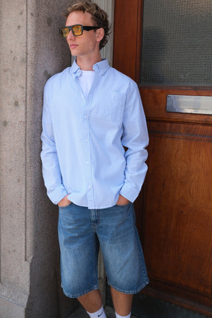 Denim Shorts Loose - Blå