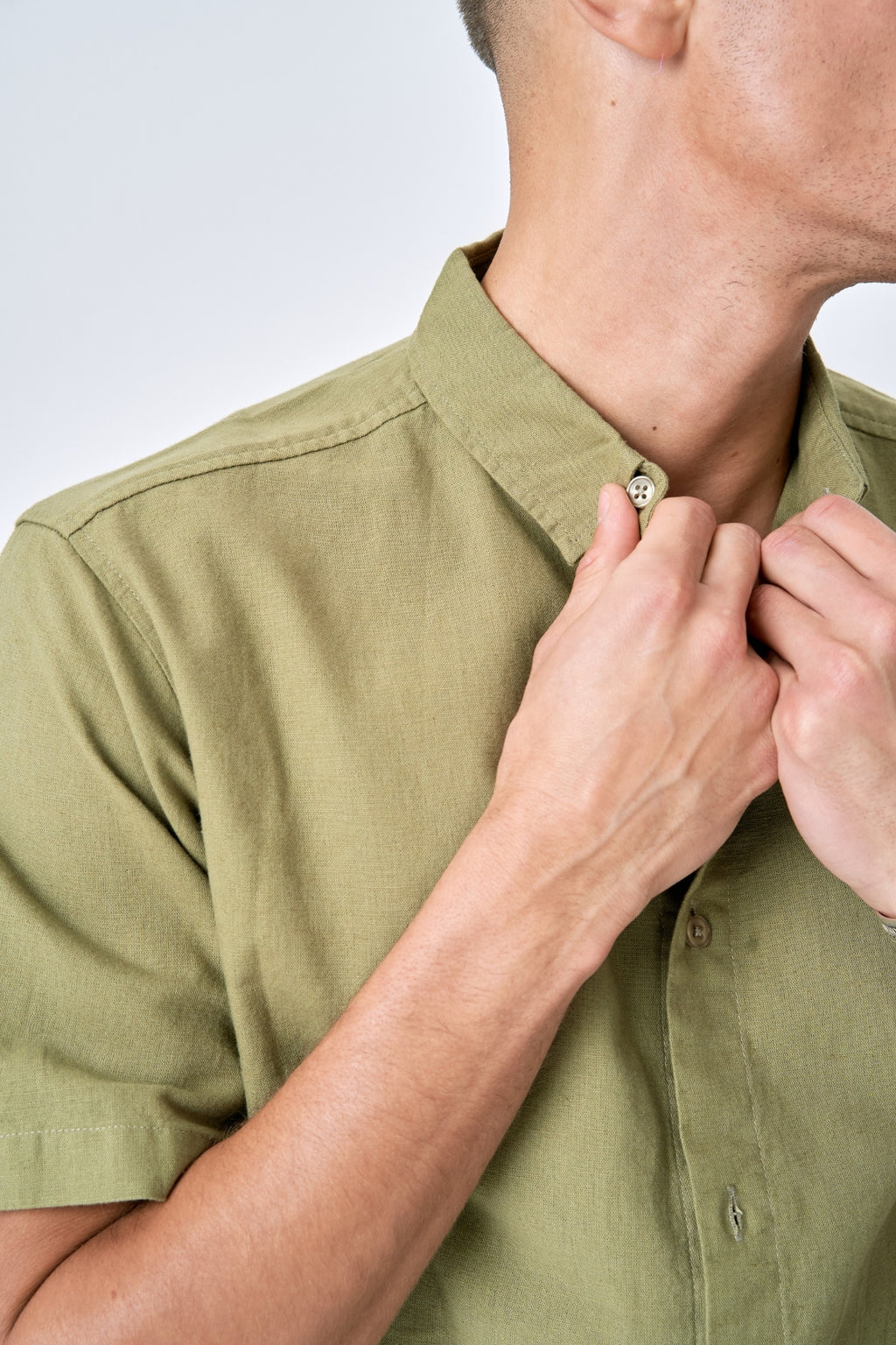 Kortærmet Hørskjorte - Grøn