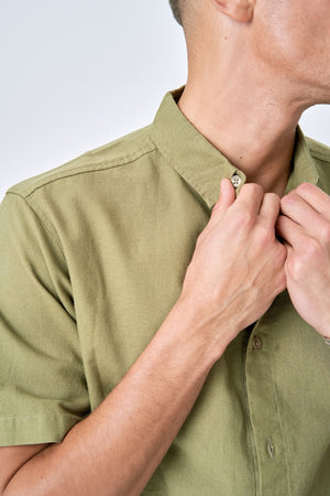 Kortærmet Hørskjorte - Grøn