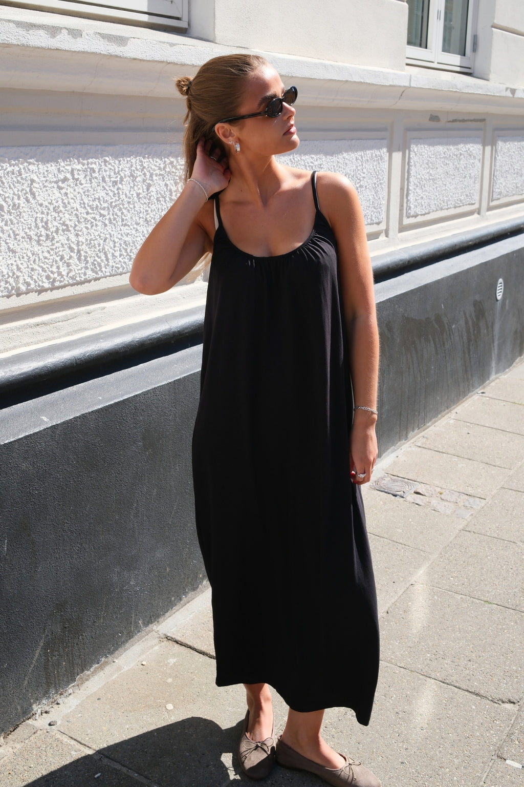 Luna Singlet Ankel Kjole - Sort