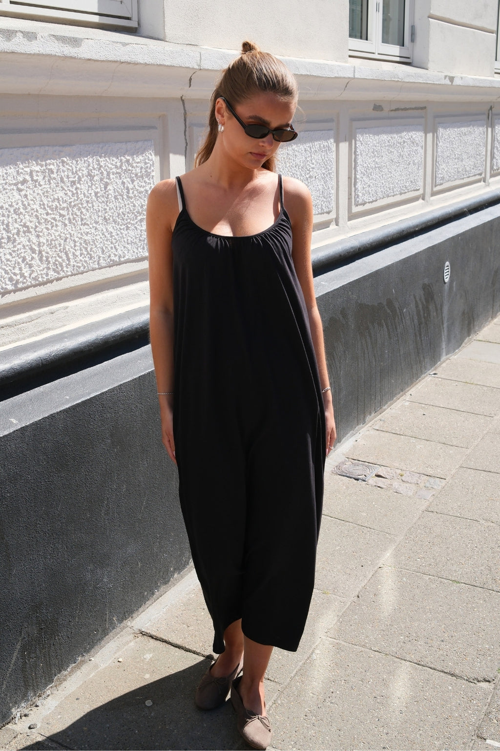 Luna Singlet Ankel Kjole - Sort