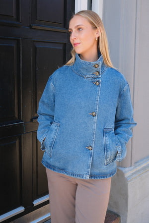 Tilla Gro L/S Denimjakke - Medium blå denim