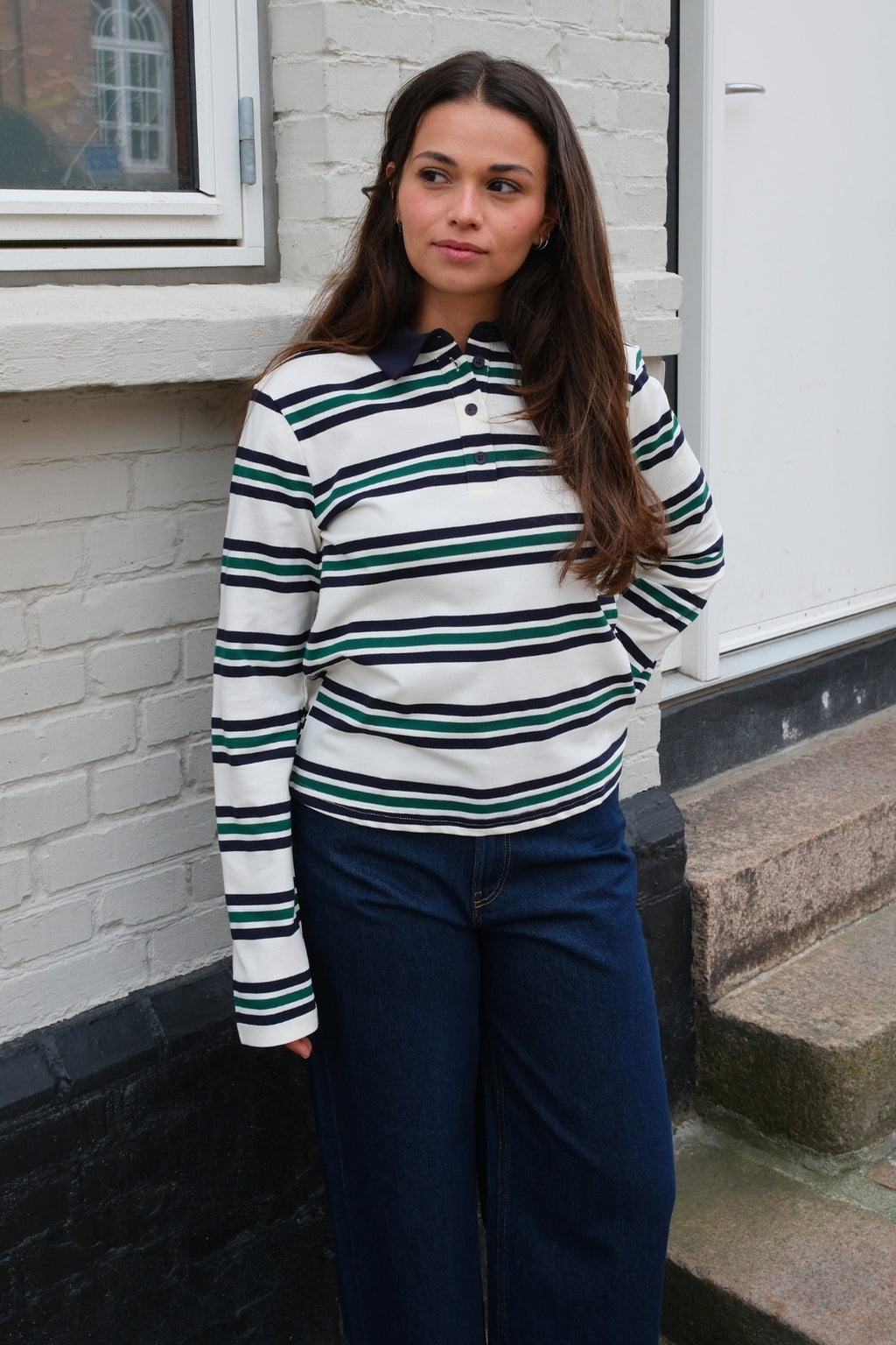 Nana L/S Polo Top - Sky Captain