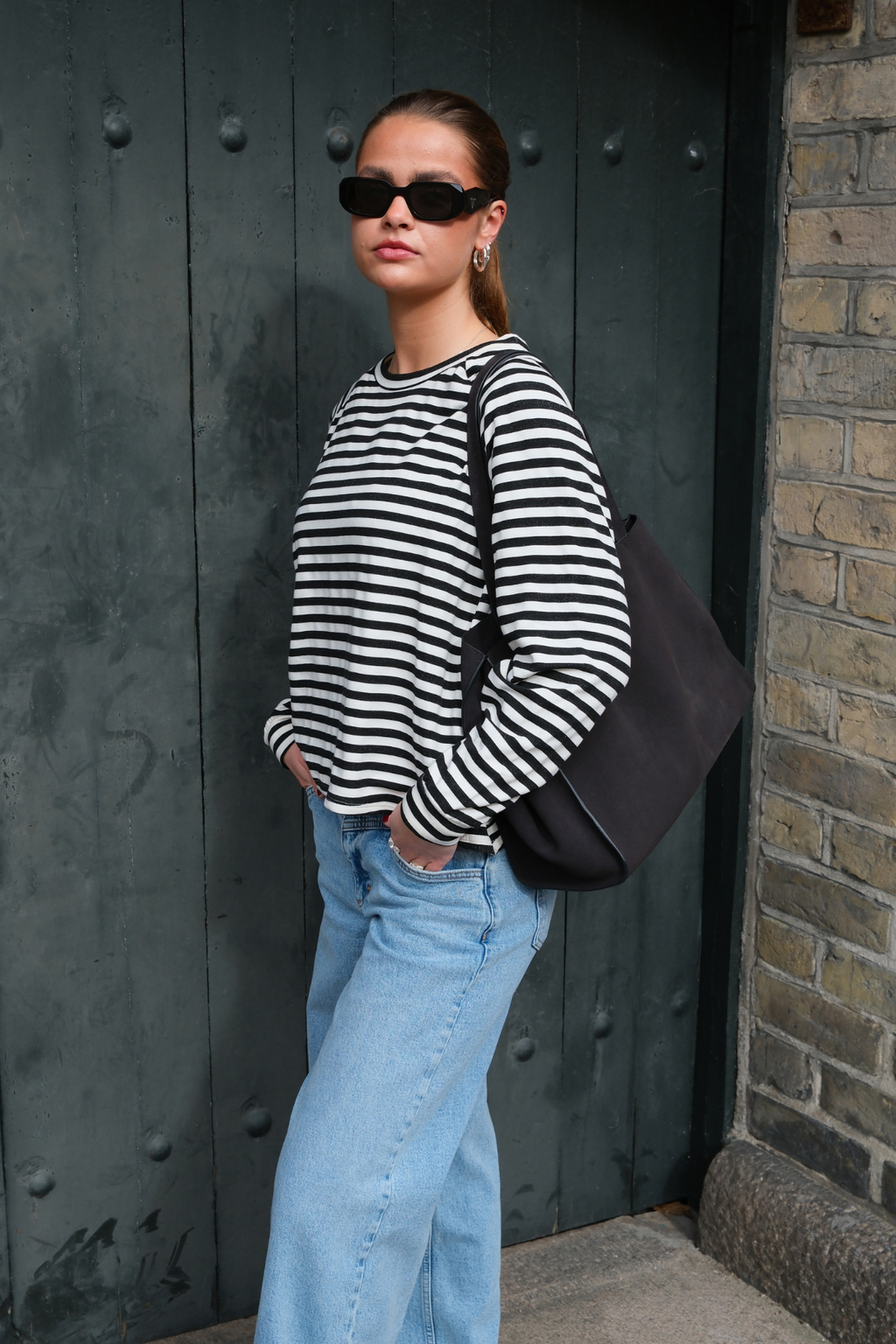 Stribet Langærmet Regular Fit - Sort