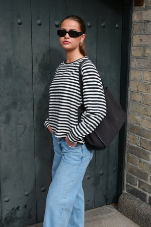 Stribet Langærmet Regular Fit - Sort