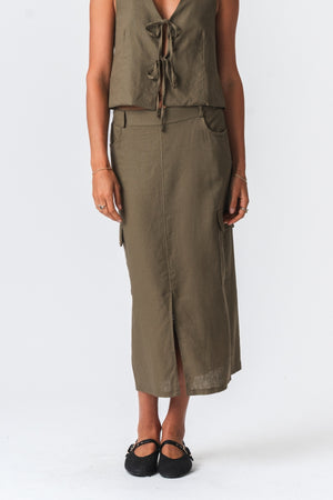 Hør Nederdel - Grøn