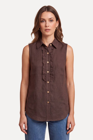 Mio Hør Top - Brun