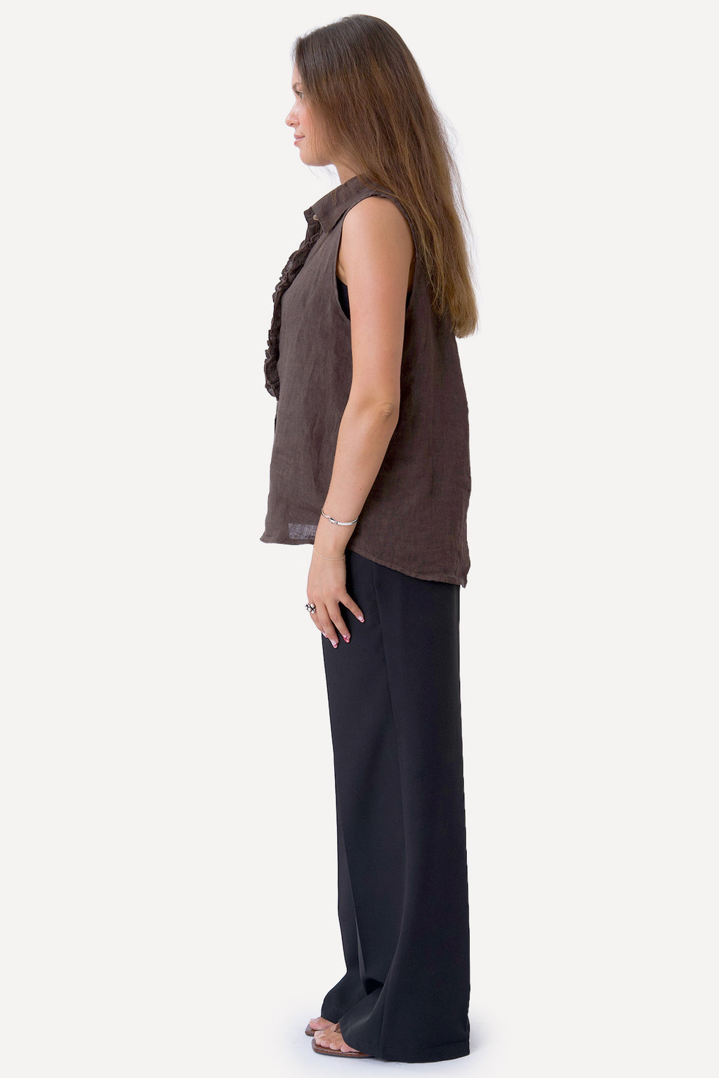 Mio Hør Top - Brun