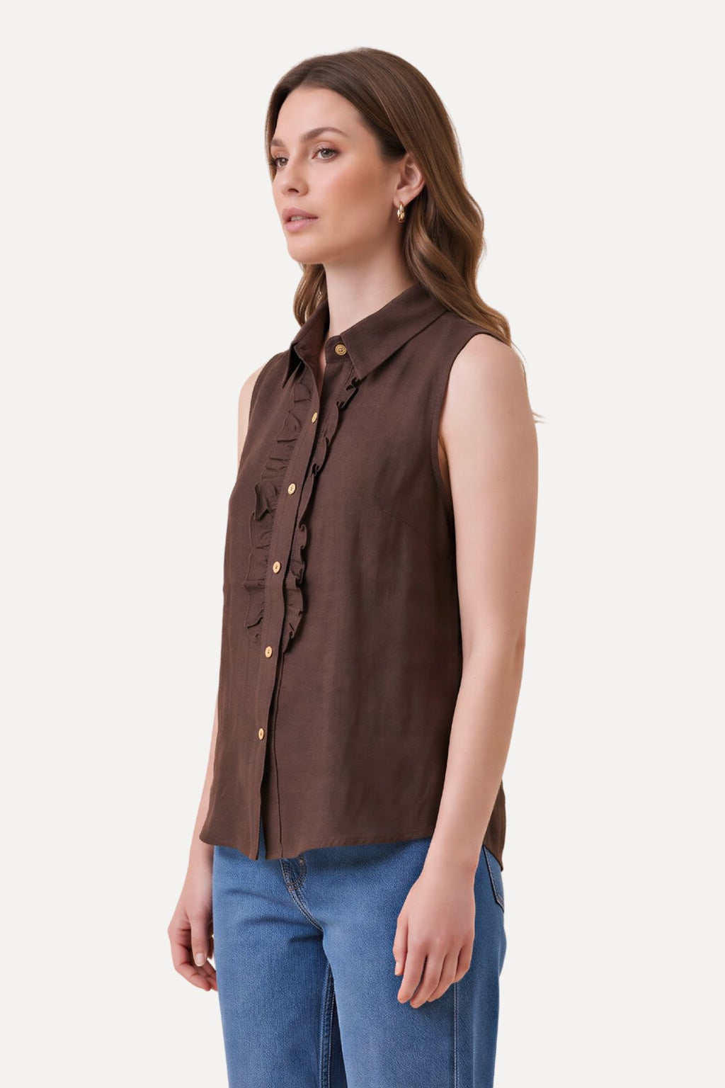 Mio Hør Top - Brun