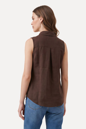 Mio Hør Top - Brun