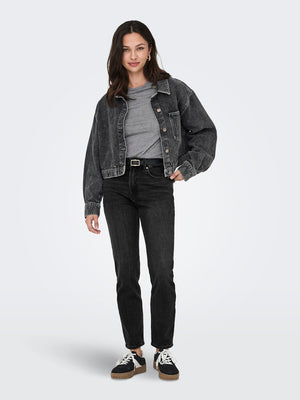 Emily High Waist Jeans - Sort Denim