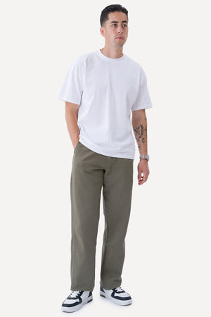 Straight Cotton Chino - Oliven