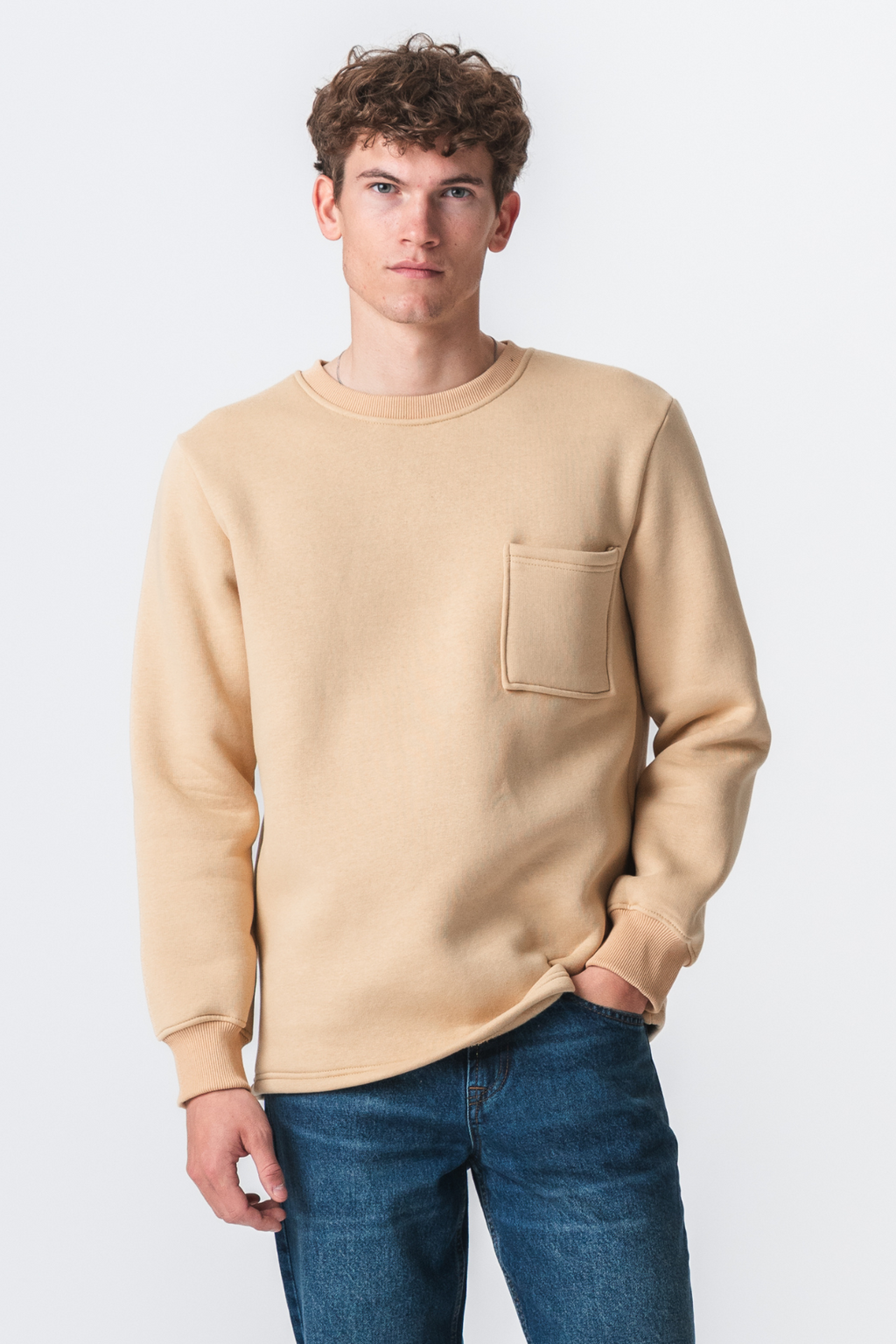 Pocket Sweatshirt Regular Fit - Beige