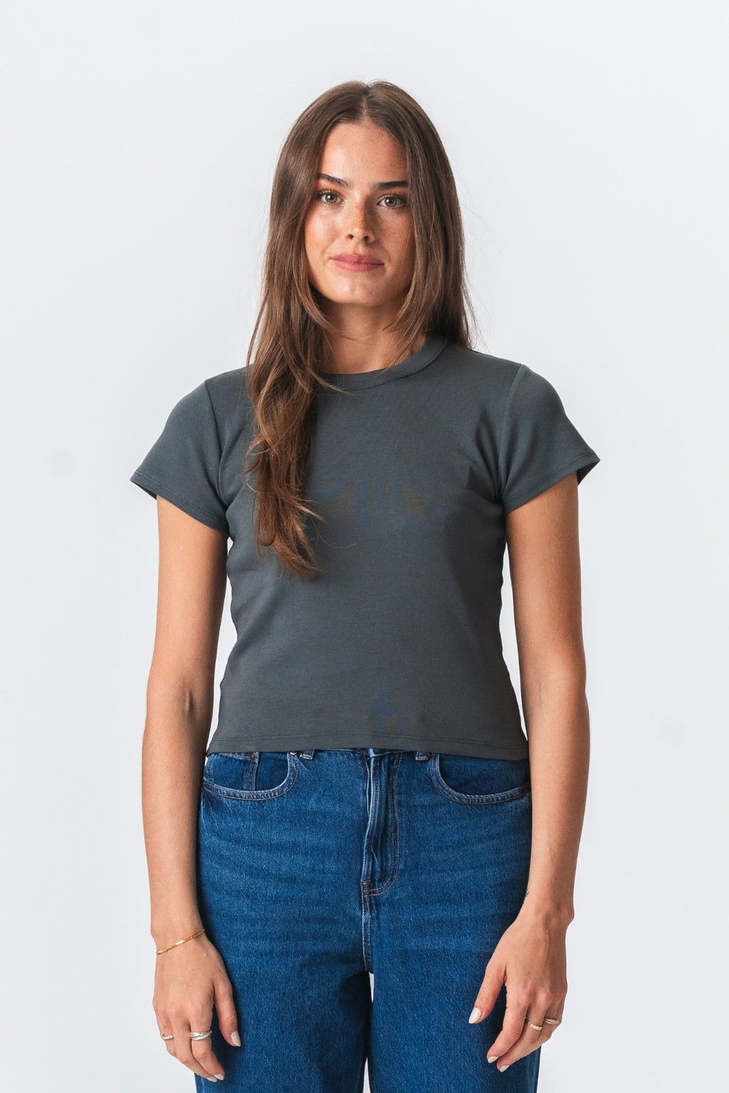 Emily Kort T-Shirt - Mørk Grå