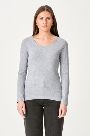 Basic langærmet T-shirt - Grå