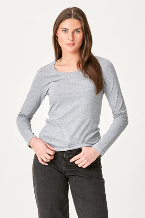 Basic langærmet T-shirt - Grå