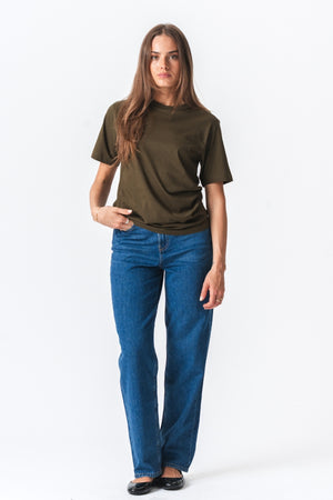 Oversized T-shirt - Olive (dame)