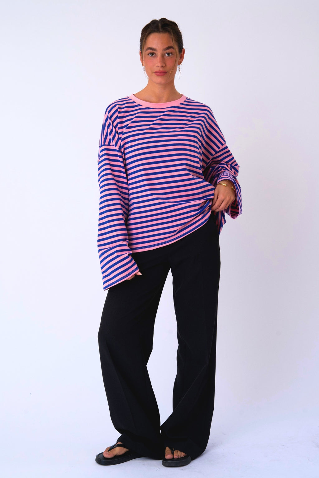 Cleo Bluse - Blå/Pink