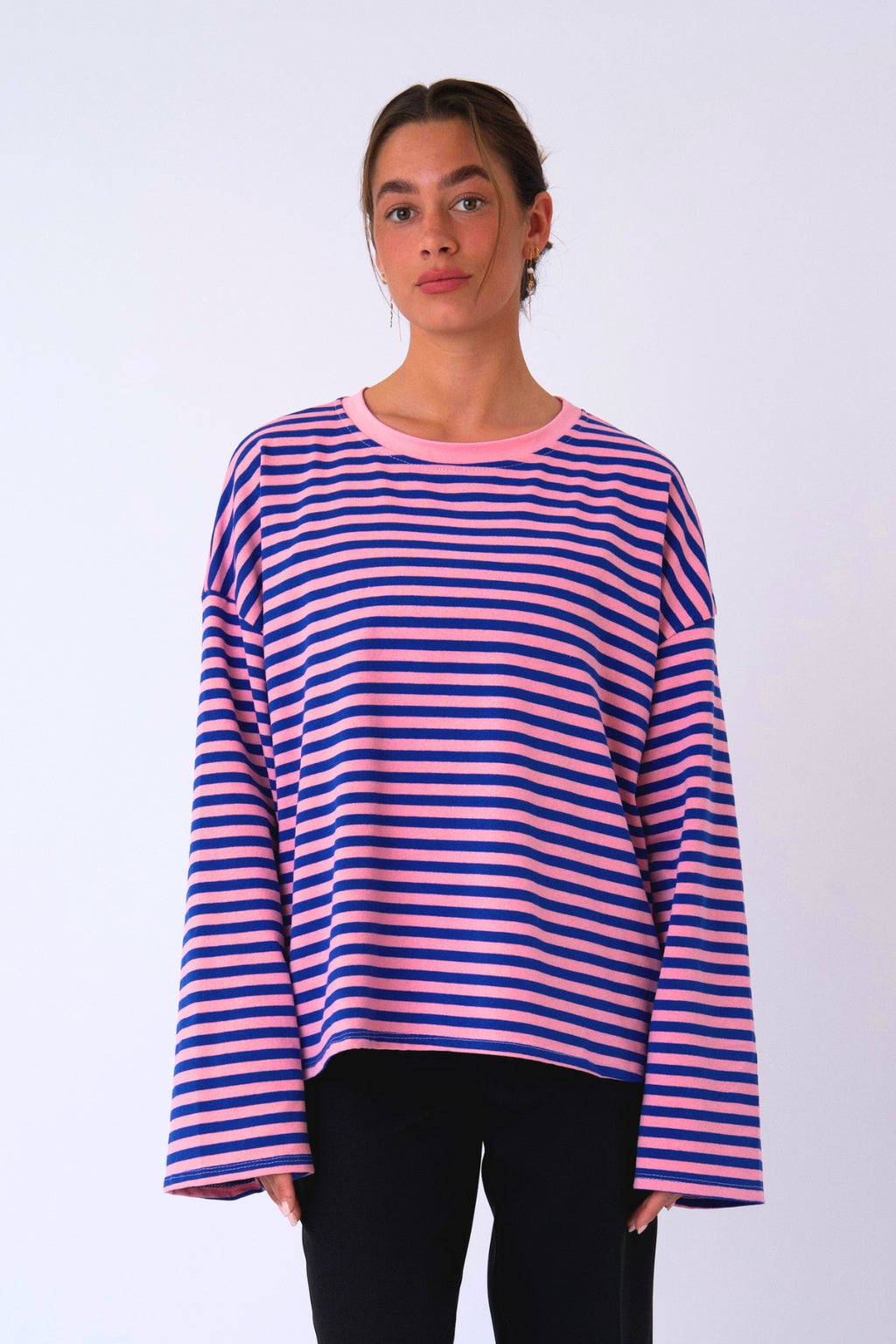 Cleo Bluse - Blå/Pink
