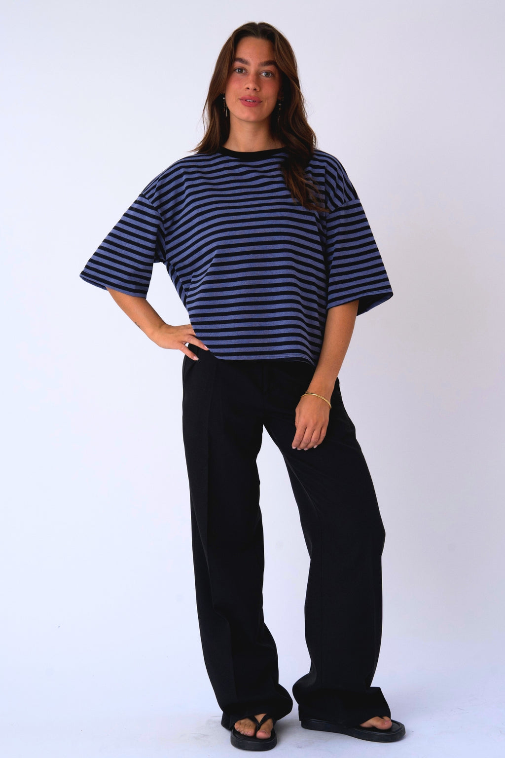 Zoe T-shirt - Sort/Denim Blå