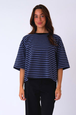 Zoe T-shirt - Sort/Denim Blå