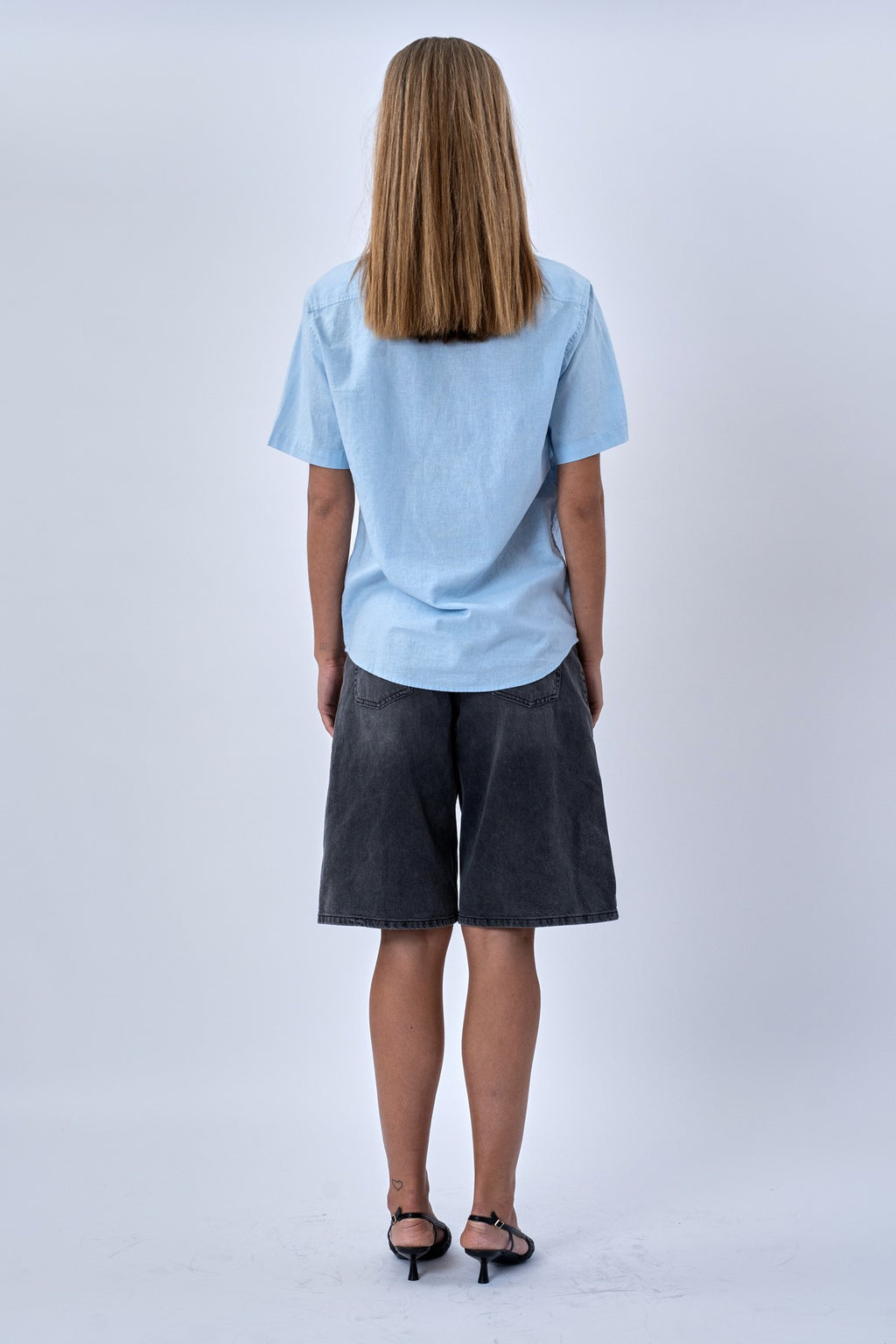 Kortærmet Hørskjorte - Lyseblå