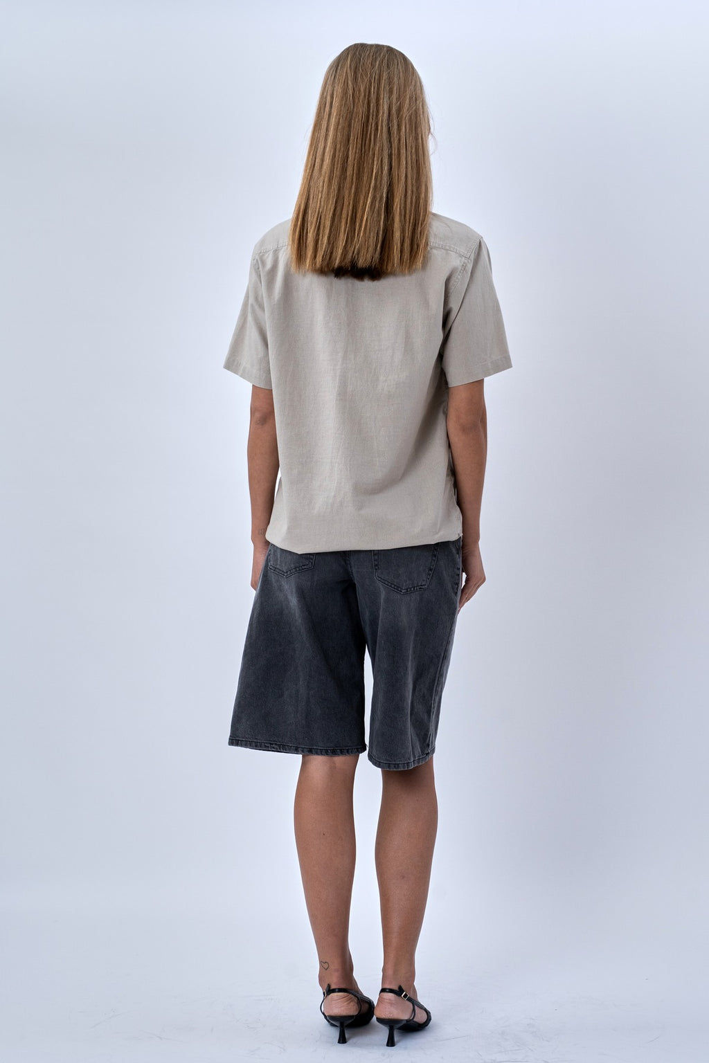 Kortærmet Hørskjorte - Sand