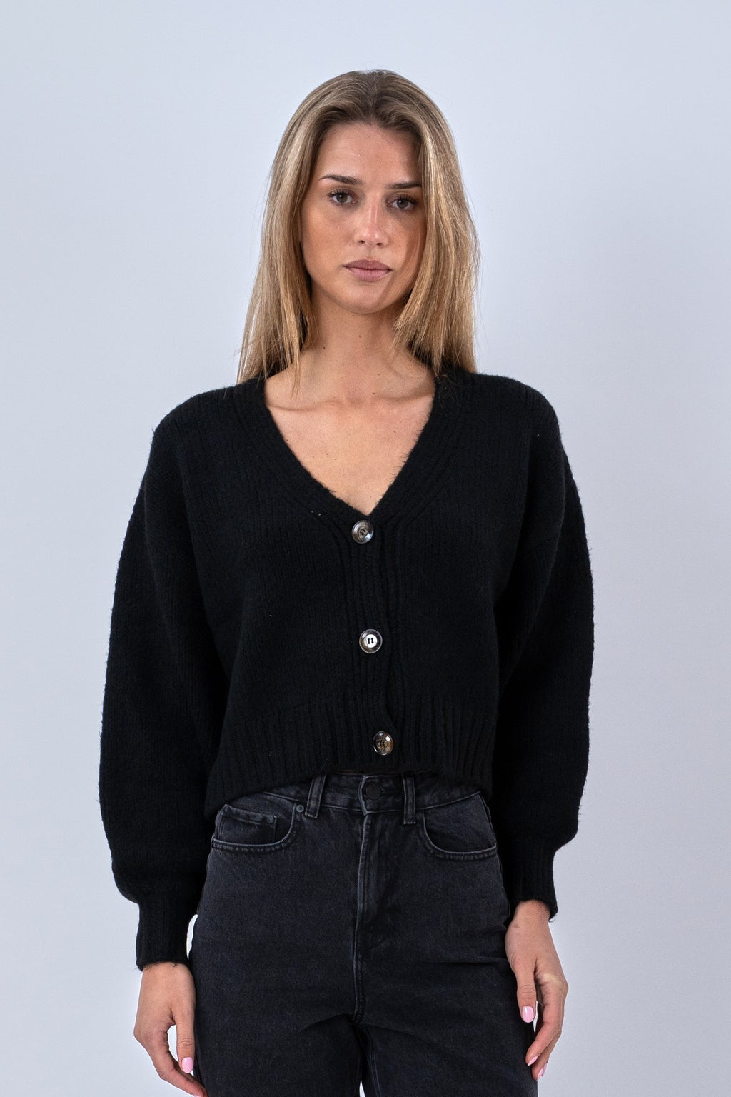 V-Neck Cardigan - Sort