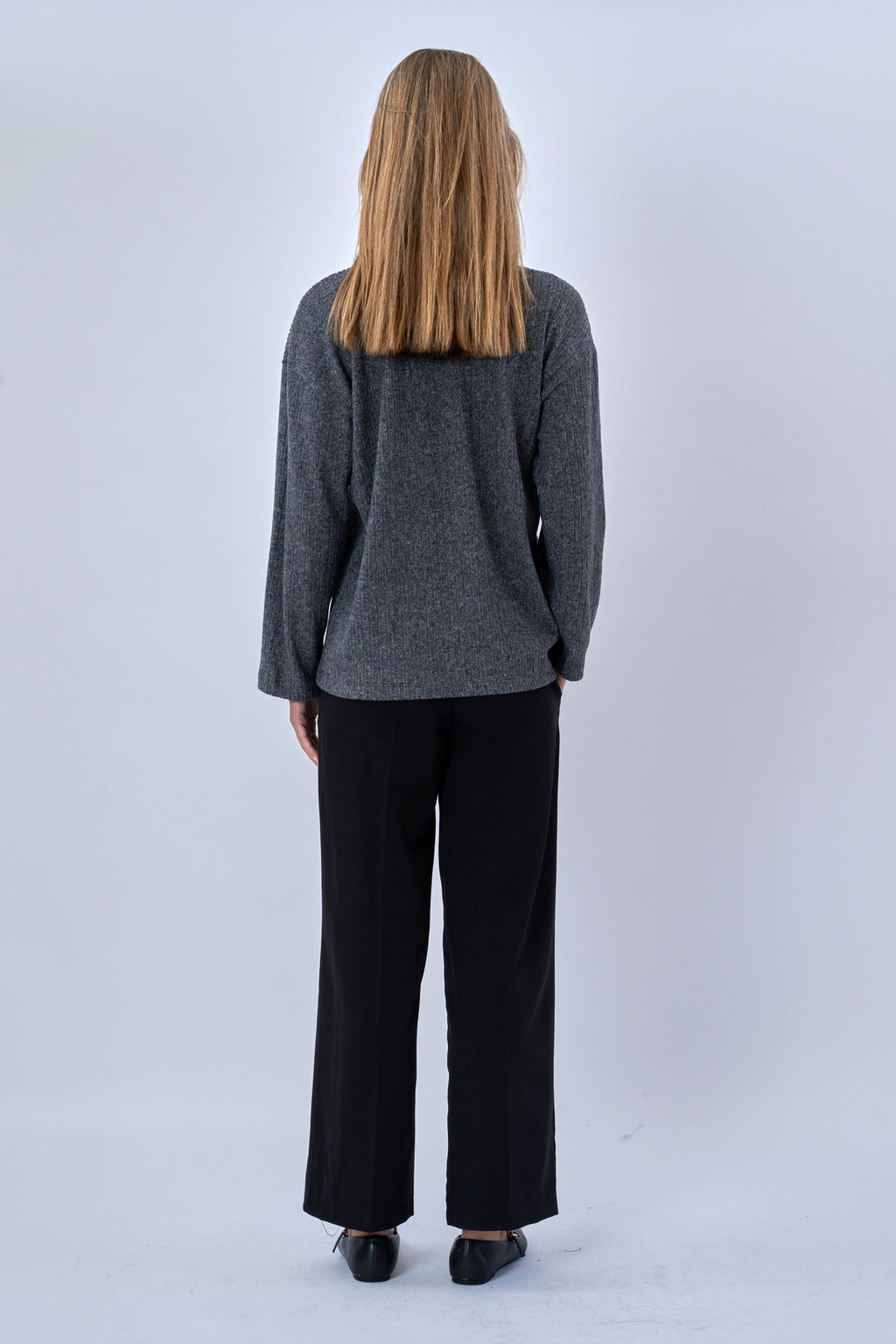 Ivy Tie Blouse Knit - Grå