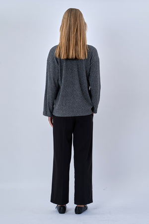 Ivy Tie Blouse Knit - Grå