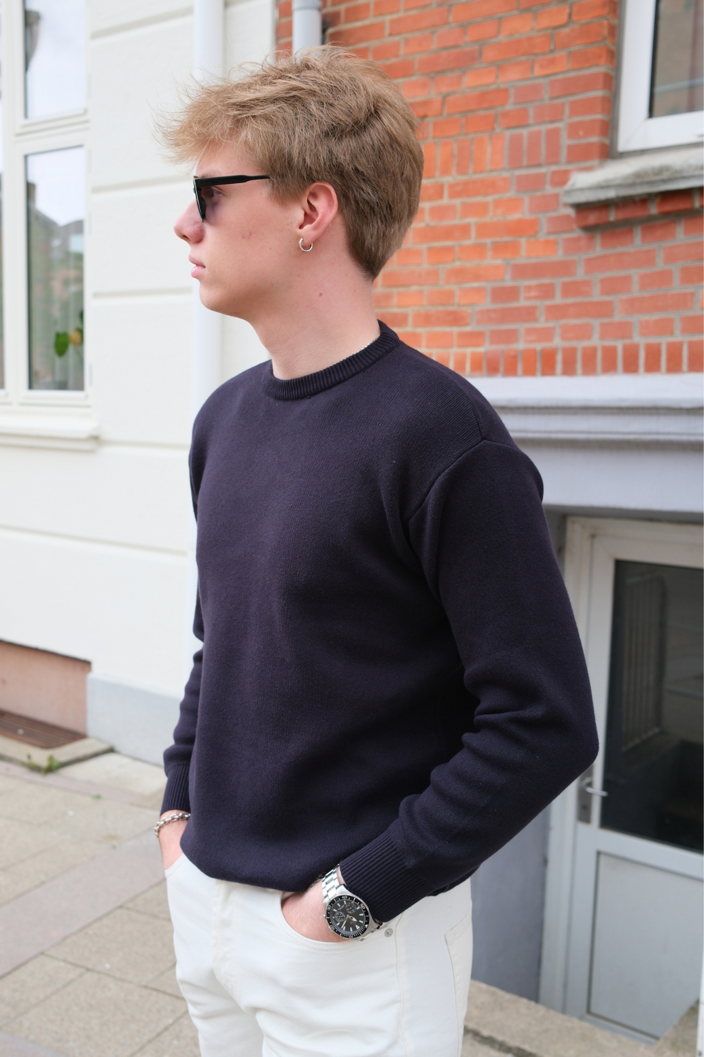 Crewneck Knit Sweater - Mørk Navy