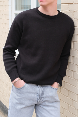 Crewneck Knit Sweater - Sort