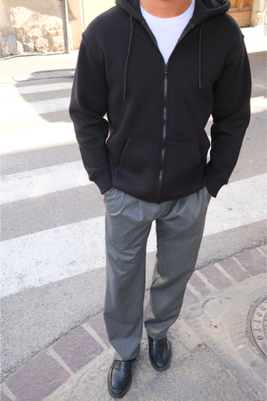 Relaxed Zip Hoodie - Sort